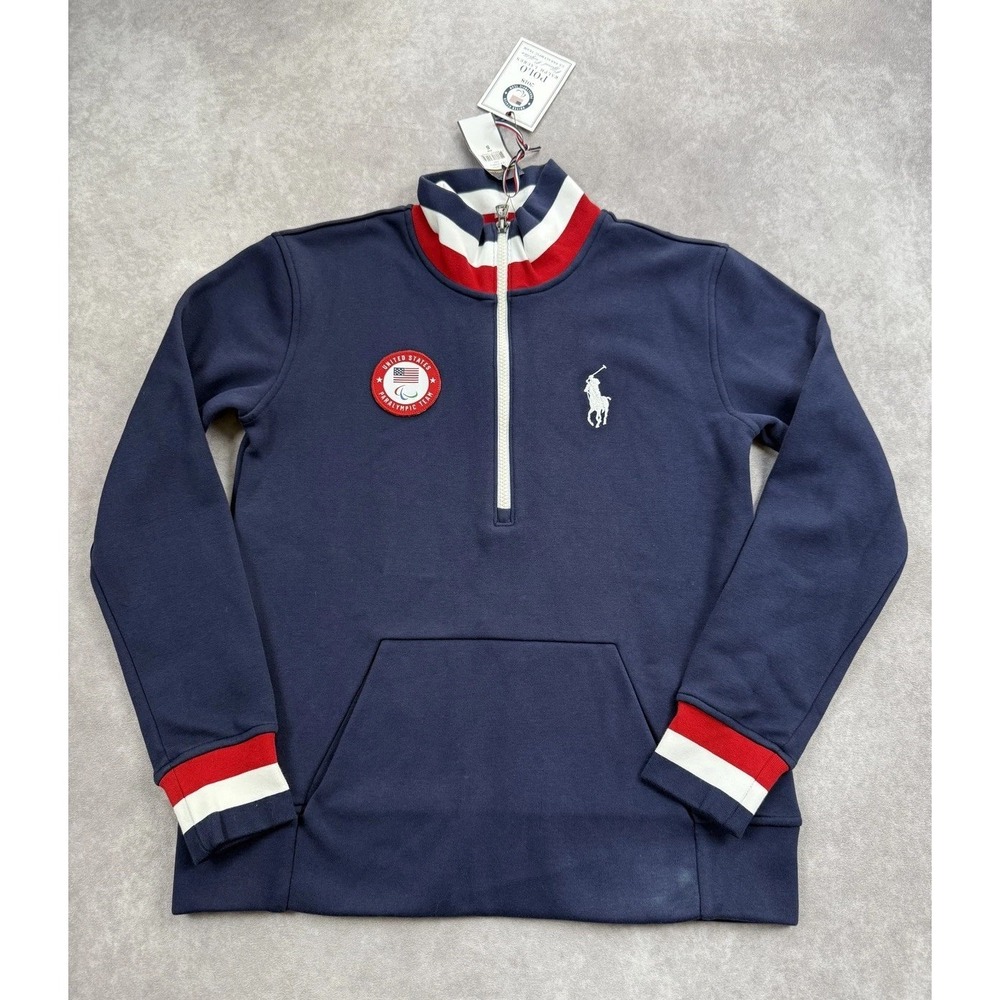 Polo Ralph Lauren US Paralympic‎ Team 2018 Quarter Zip Sweatshirt Small Navy Red
